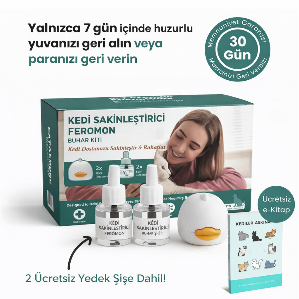 Kediler İçin Sakinleştirici Feromon Priz Difüzörü Seti